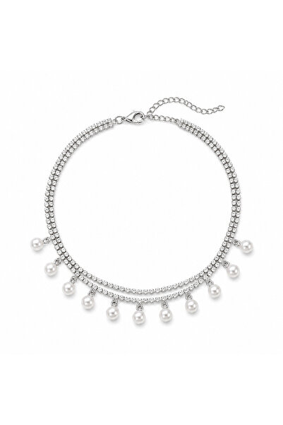 Rossetto Atelier Swor İncili Zirkon Taş Choker