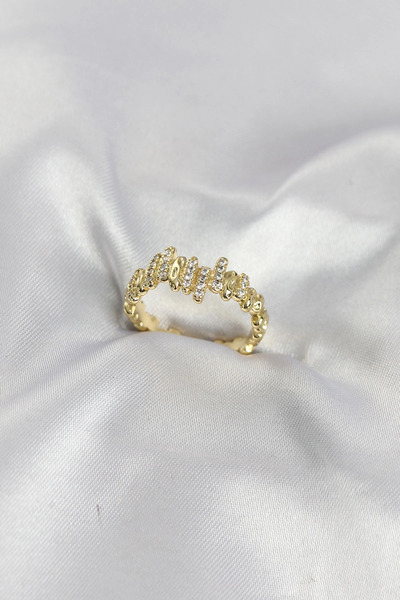 Bucuks Mey Import ®   Gold Color Brass Rhythm Model Zircon Stone Women's Ring