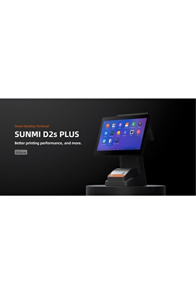 sunmi D2s Plus POS de birou, ecran dublu de 15.6 inch, imprimantă de 80mm, Wi...