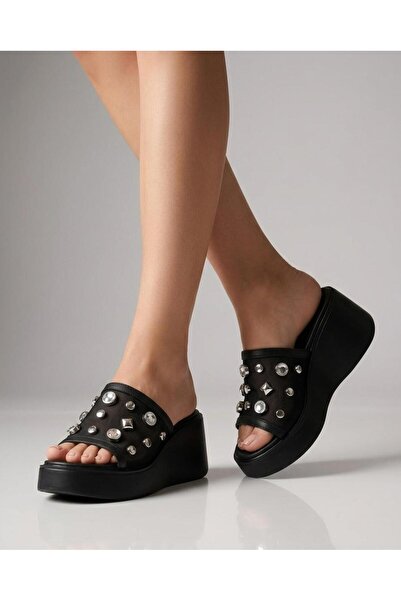 LEYDİ SHOES Kcl-06 Stone-Embellished Women's Slippers