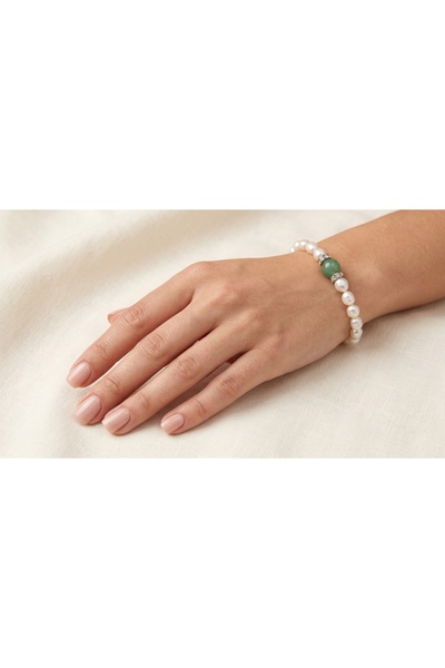 robel Emerald Serenity Pearl Bracelet – Elegant Freshwater Pearls with Natura...