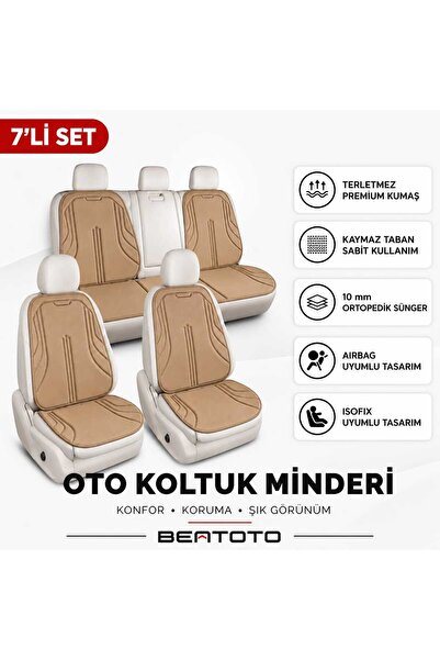 BENTOTO Car Seat Cushion Set of 7 Anti-Sweat Fabric Non-Slip Base Airbag and ...