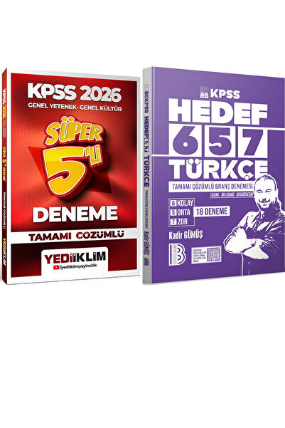 Yediiklim Yayınları Hedef 657 Türkçe 18 Deneme - 2026 KPSS Çözümlü Süper 5li ...