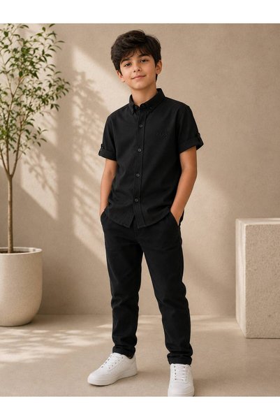 AYDEDE KİDS Boy's Linen Fabric Short Sleeve Shirt - Stylish Summer Shirt