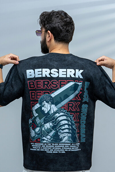 saneafn Black T-shirt with Guts character design