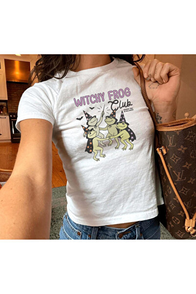 Grafftee Clothing Witchy Frog Club Halloween Printed Women's Body Tee