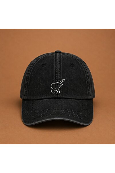 WeavedCo Minimalist Elephant Figured Embroidered Vintage Washed Cap Hat
