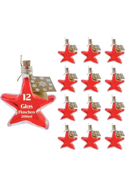 OEM Sticle Decorative din Sticlă în Formă de Stea Set 12 Bucăți Albe 200 ml