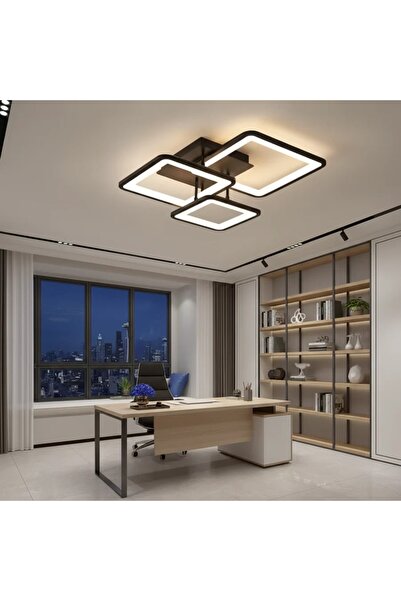 Alessandro DESIGN Lustra LED cu Telecomanda 60W, 3 Patrate, Dimabila, Lumina ...