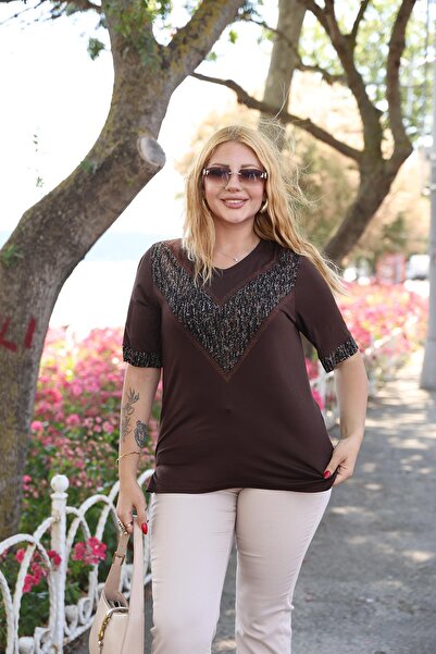 Siyezen Plus Size Stone Embellished Blouse