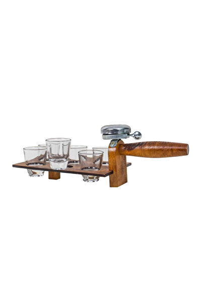 FOXMAG24 Set de 6 pahare de shot de 30ml cu suport și clopot, sticlă transpar...