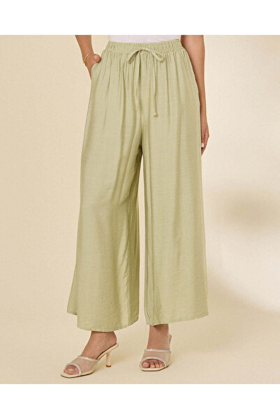 REDTAG Women Green Wide Leg Trousers