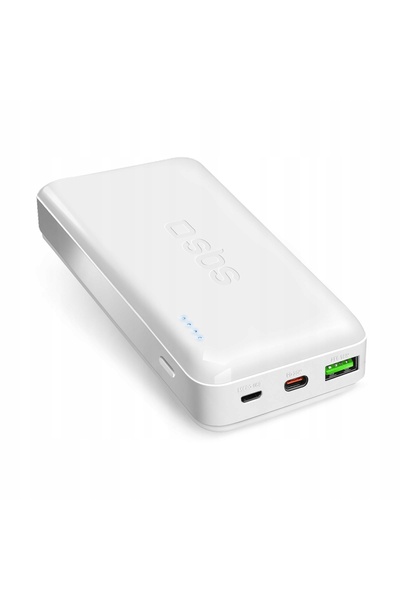 SBSAATGUMUSAKSESUAR Powerbank SBS 20000 mAh USB-C / USB / microUSB 20W Alb