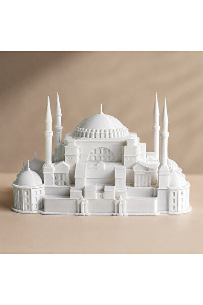 Agno Works 3D Baskı Ayasofya Camii Maketi Beyaz Dekoratif Masaüstü Biblo Mima...