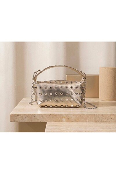 NOVALANE BAG Zincir detaylı metalik el & omuz çantası