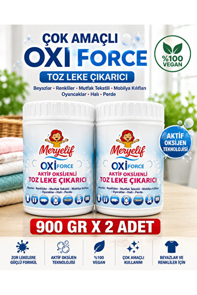 Meryelif Oxi Force Aktif Oksijenli Toz Leke Çıkarıcı 900 Gr x 2 Adet - %100 V...
