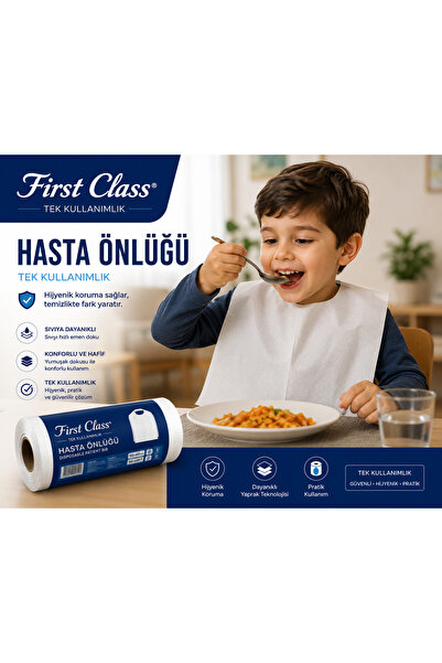 First Class Sıvı Geçirmez Tek Kullanımlık Önlük - Çocuk Yemek Önlüğü 2 Rulo