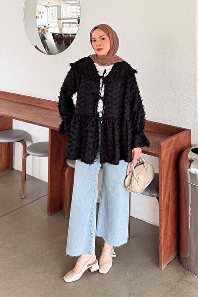 lamelif Tassel Detailed Tied Tunic Black