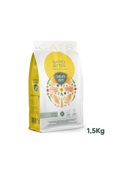 Natura Diet Храна за котенца с пиле и зеленчуци, Пиле и зеленчуци 1.5кг, За к...