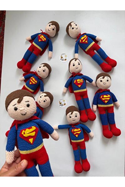 Adenya Amigurumi Örgü Süpermen Oyun ve Uyku Arkadaşı-30 cm