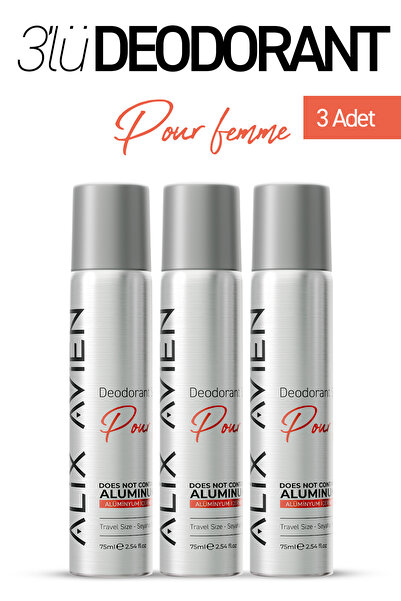 Alix Avien Alüminyumsuz Seyahat Boy Kadın Deodorant Spray Üçlü Set 3x75 ML - ...