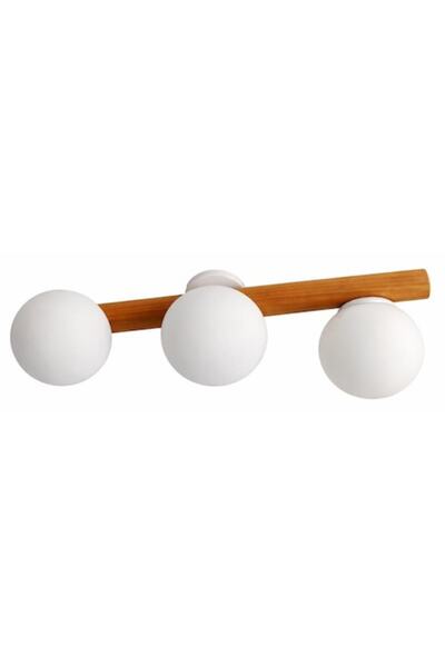 Cojom Plafonieră Sydney 3N, 3 x E27, lemn masiv, cu glob de sticlă alb mat