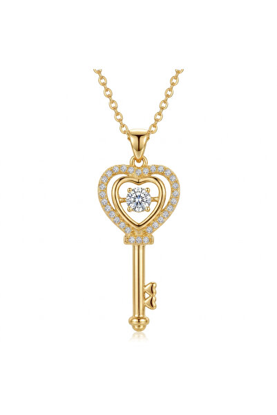 Black Season Zircon Key Pendant Gold Plated