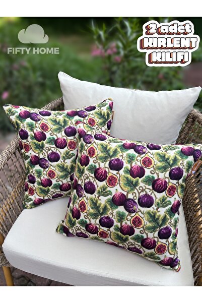 Fifty Home 2 Pieces of Kirlent Case 43X43 cm Digital Printing Summer-Themed G...