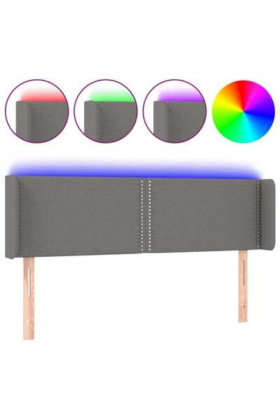 vidaxl Tăblie de pat cu LED, gri închis, 147x16x78/88 cm, textil