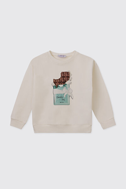 Panço Baby Girl Ecru Sweatshirt