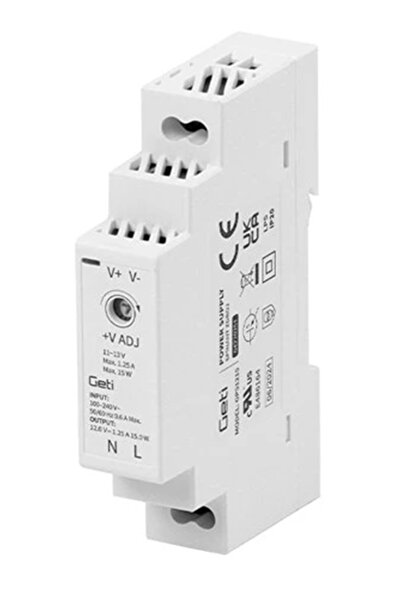 Geti Τροφοδοτικό για ράγα DIN 12V/15W (GPS1215)