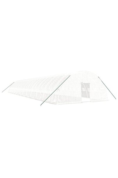 vidaxl Seră cu structură metalică, albă, 144 m², 24 x 6 x 2.85 m