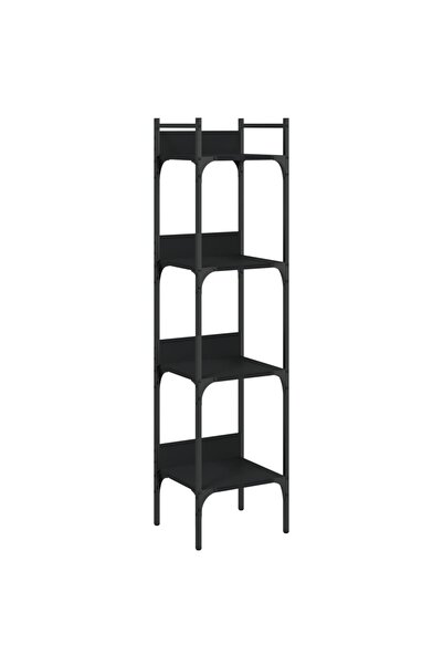 vidaxl Bibliotecă 4 niveluri, negru, 35x30x138,5 cm, lemn prelucrat