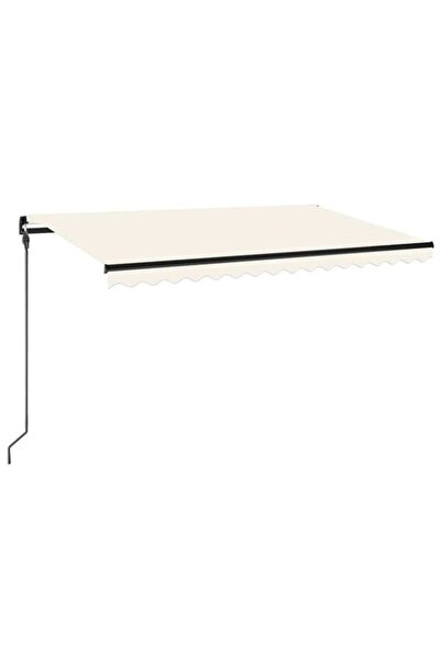 vidaxl Copertină retractabilă manuală cu LED, Crem, 450 x 300 cm