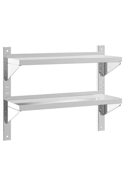 vidaxl Etajeră de perete 2 niveluri 75 x 23.5 x 60 cm oțel inoxidabil argintiu