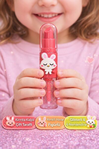 NUNUKO Tekli Çift Taraflı Tatlı Hayvan Figürlü Çocuk Ruj ve Lip Gloss