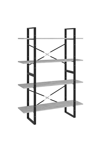 vidaxl Bibliotecă, 4 rafturi, gri beton, 100x30x140cm, lemn prelucrat
