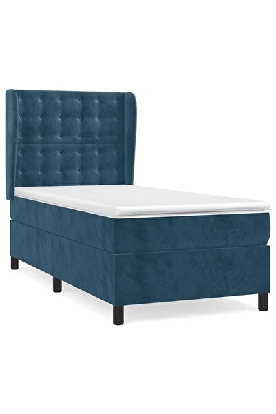 vidaxl Pat boxspring cu saltea, albastru închis, 80 x 200 cm, catifea