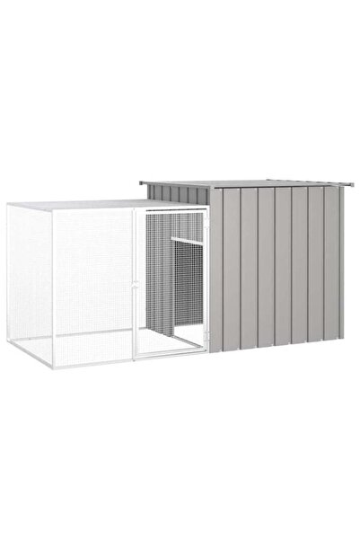 vidaxl Bird coop, grey, 200 x 91 x 100 cm, galvanized steel