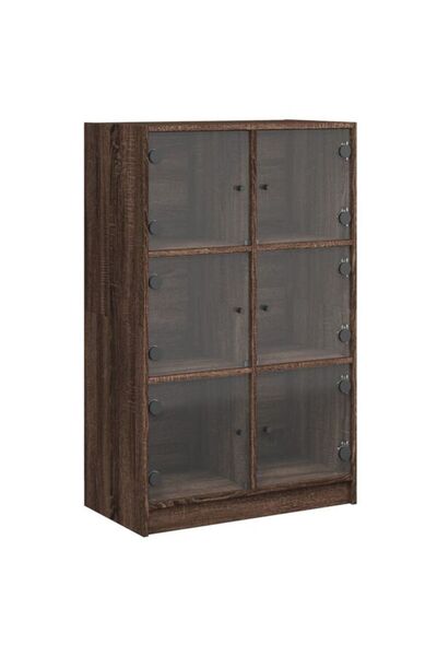 vidaxl Dulapuri înalte cu uși, Maro stejar, 68 x 37 x 109 cm, Lemn prelucrat