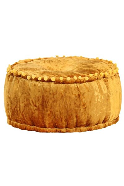 vidaxl Fotoliu puf rotund, culoarea muștarului, 40 x 20 cm, catifea