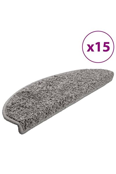 vidaxl Covorașe pentru scări, 15 buc., 65 x 21 x 4 cm, gri, semirotunde, mari