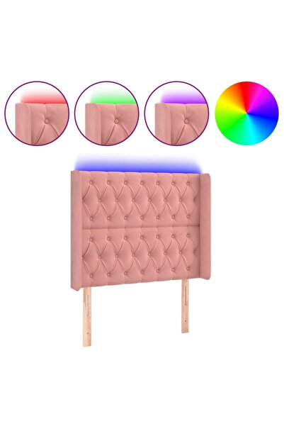 vidaxl Tăblie de pat cu LED, roz, 93x16x118/128 cm, catifea