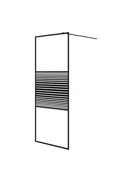 vidaxl Paravan de duș tip walk-in negru 80 x 195 cm, sticlă ESG transparentă