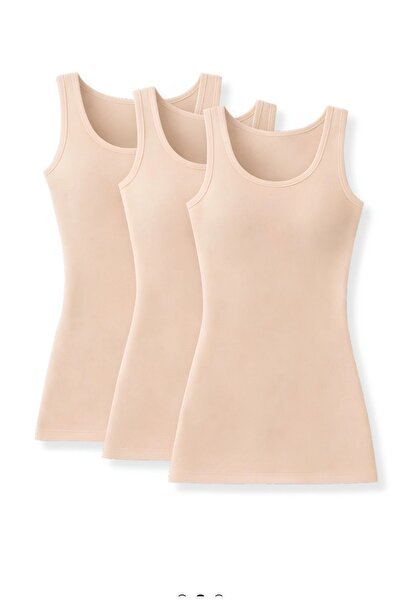 CHARM Yıldız 3-Pack Women's Lycra Wide Strap Undershirt Flexible Cotton Combe...