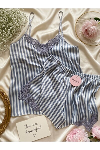 ARONA Gri Saten Pijama Takımı