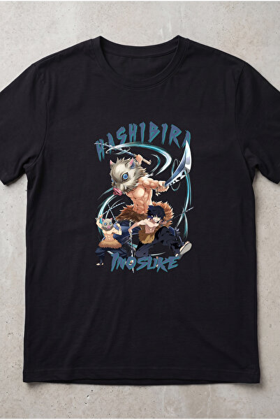 Silkensoul Demon Slayer Inosuke Hashibira Anime Printed Standard Fit Unisex T...