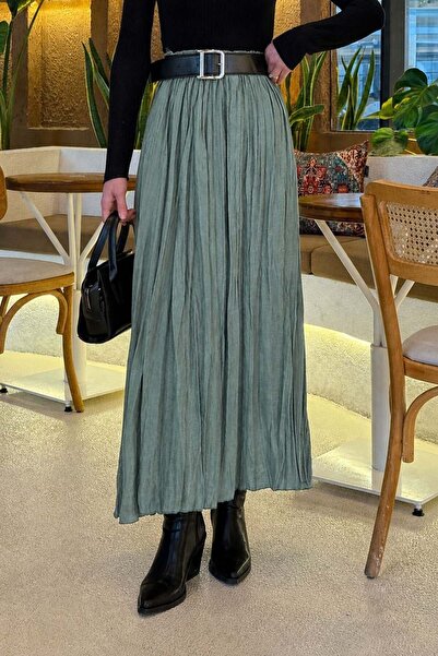 lamelif Kraşlı Hijab Skirt Green