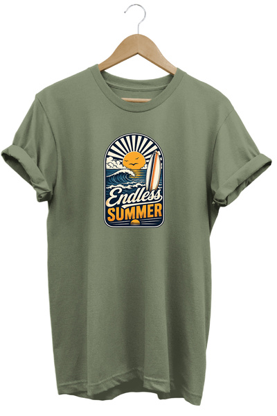 The Baski تي شيرت Endless Summer للجنسين مطبوع عليه موجة ركوب الأمواج بتصميم ...