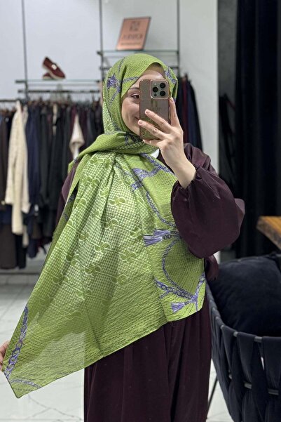 ipekevi شال تينسل منقوش بحلقات أحادية اللون 03894-رائحة الصنوبر